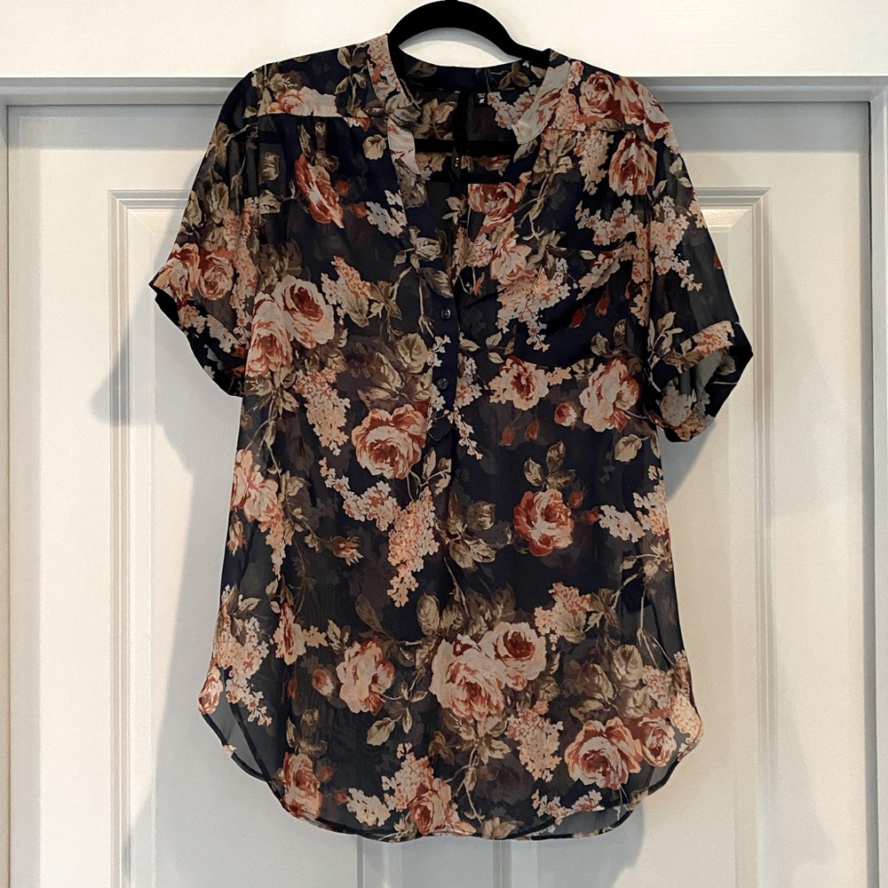 Sheer floral shirt